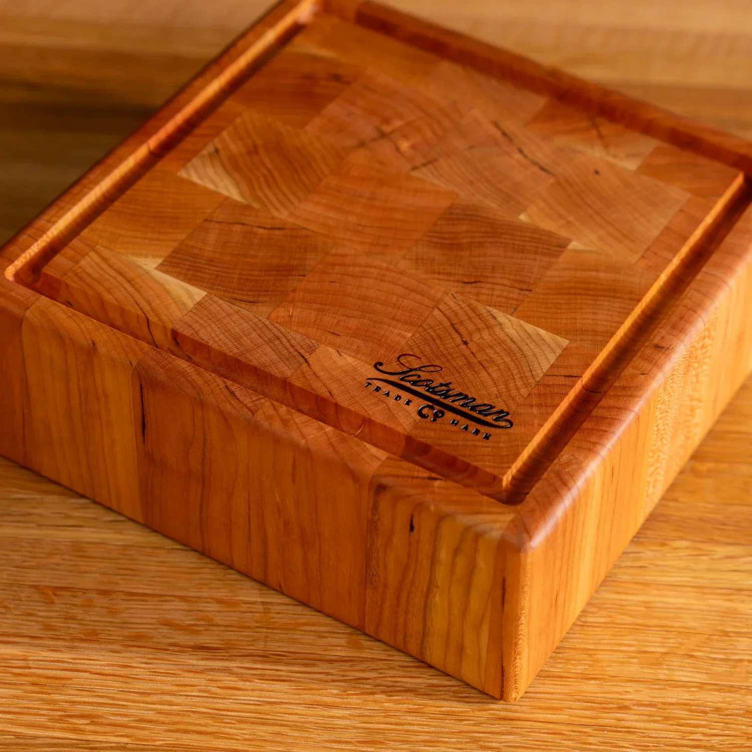 Cherry End Grain Square Butcher Block with Juice Groove - Image 6