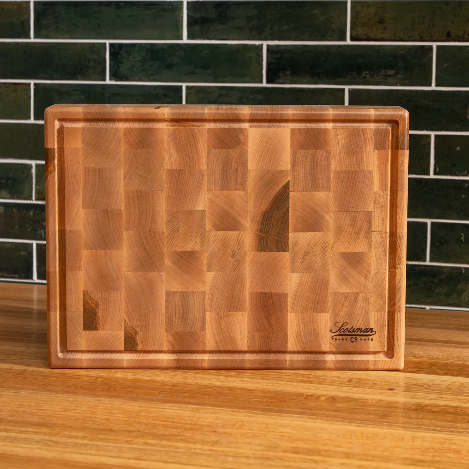 Maple End Grain Rectangle Butcher Block with Juice Groove - Image 7