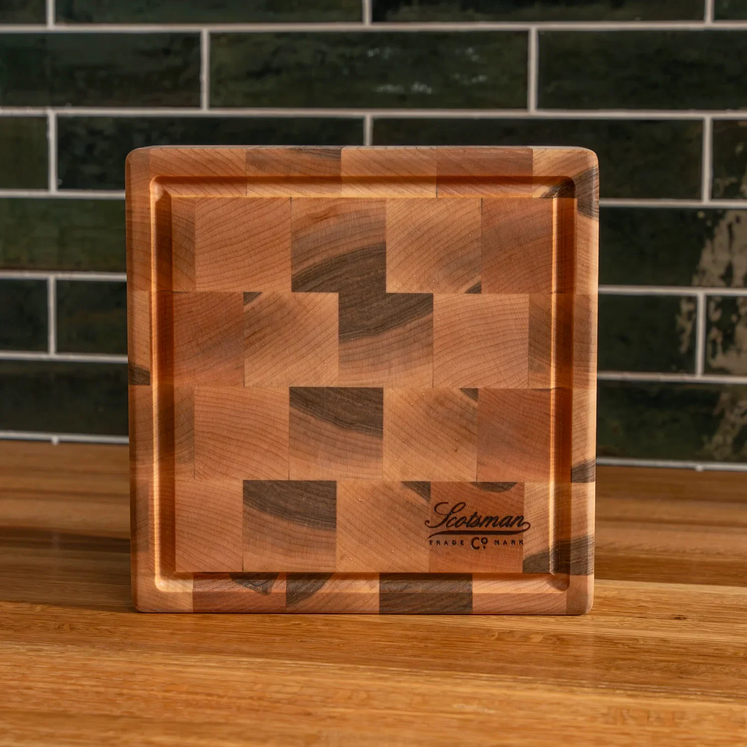 Maple End Grain Square Butcher Block with Juice Groove - Image 3