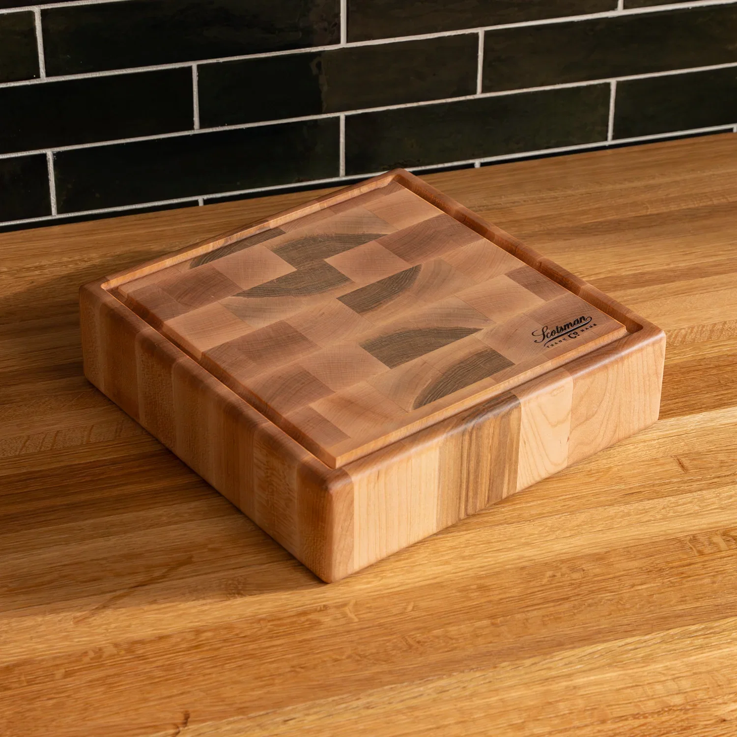 Maple End Grain Square Butcher Block with Juice Groove - Image 8