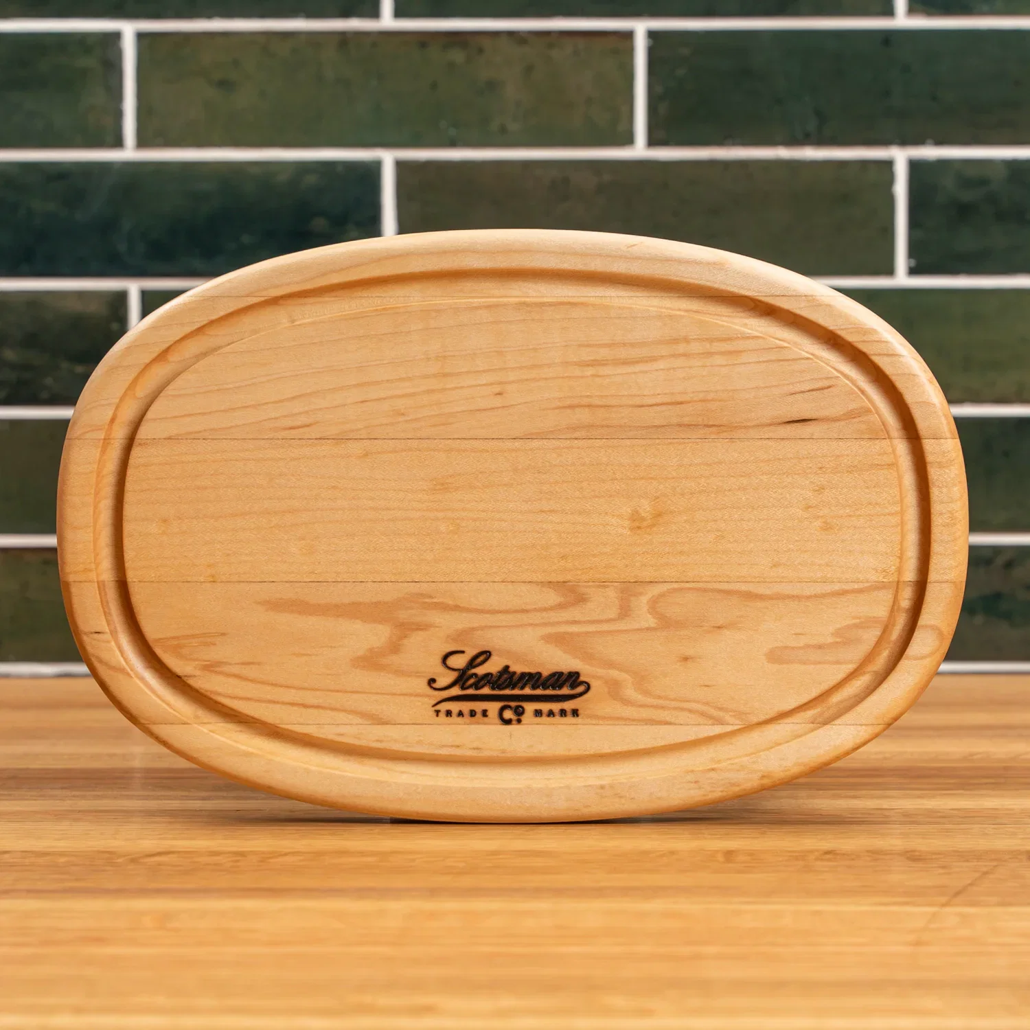 Maple Oval Serving Board with Juice Groove - Image 3
