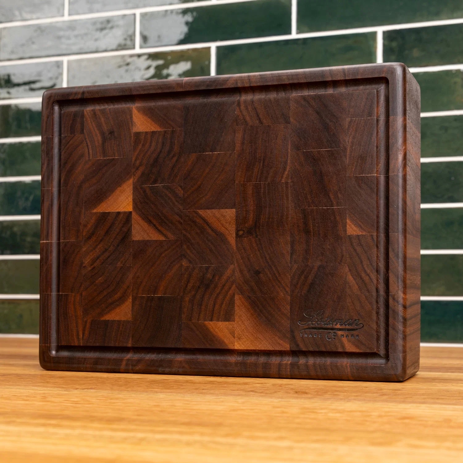 Walnut End Grain Rectangle Butcher Block with Juice Groove - Image 5