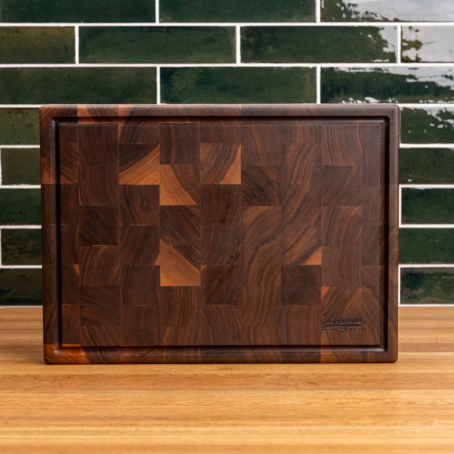 Walnut End Grain Rectangle Butcher Block with Juice Groove - Image 8