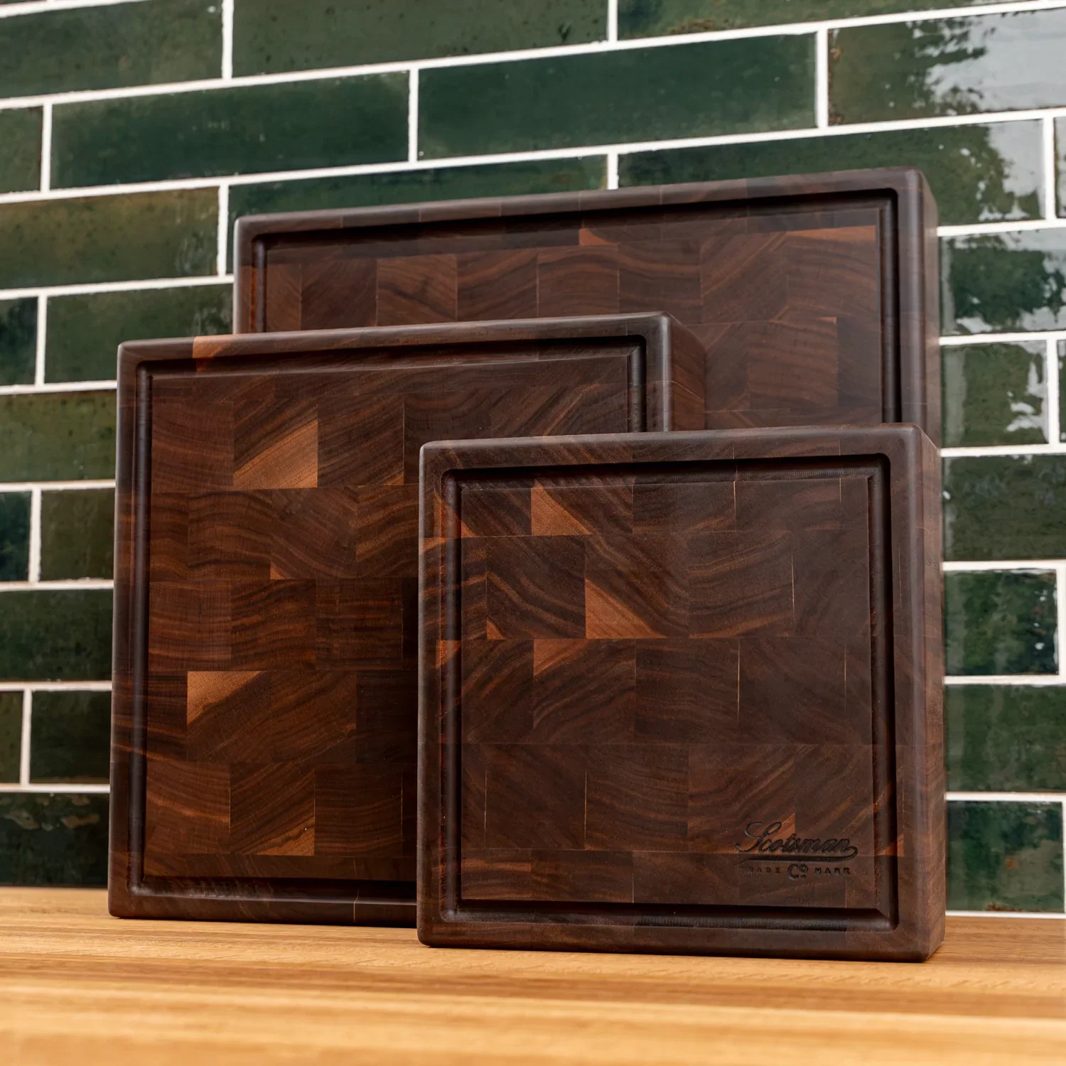 Walnut End Grain Square Butcher Block with Juice Groove - Image 2